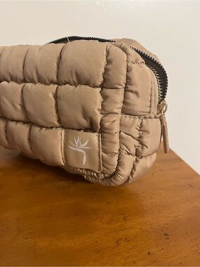 Quilted Beige Puffer Cosmetic Bag